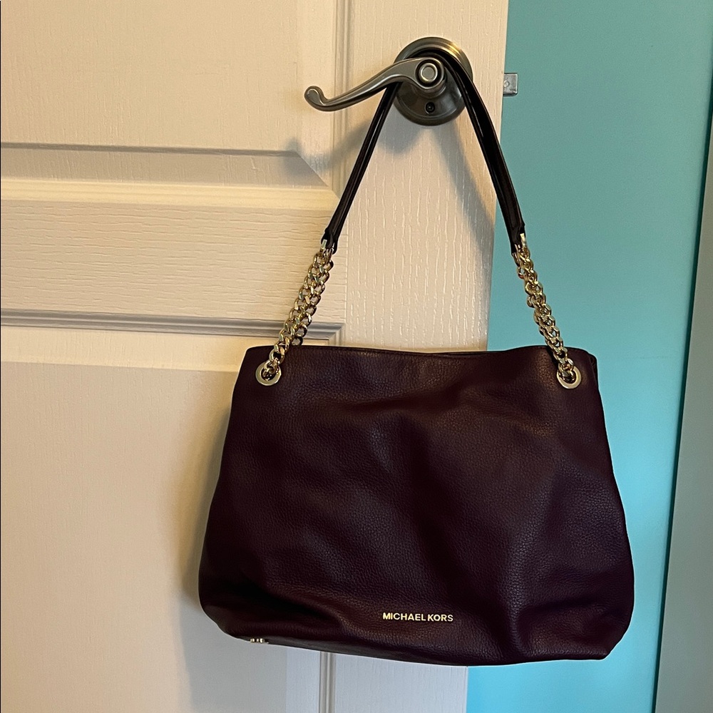 Michael Kors Plum Shoulder Bag with Gold Chain